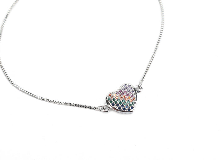 JW Crystal Bracelet Heart Silver