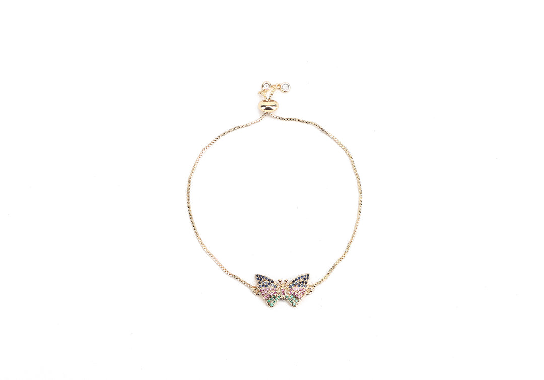 JW Crystal Bracelet Butterfly Gold
