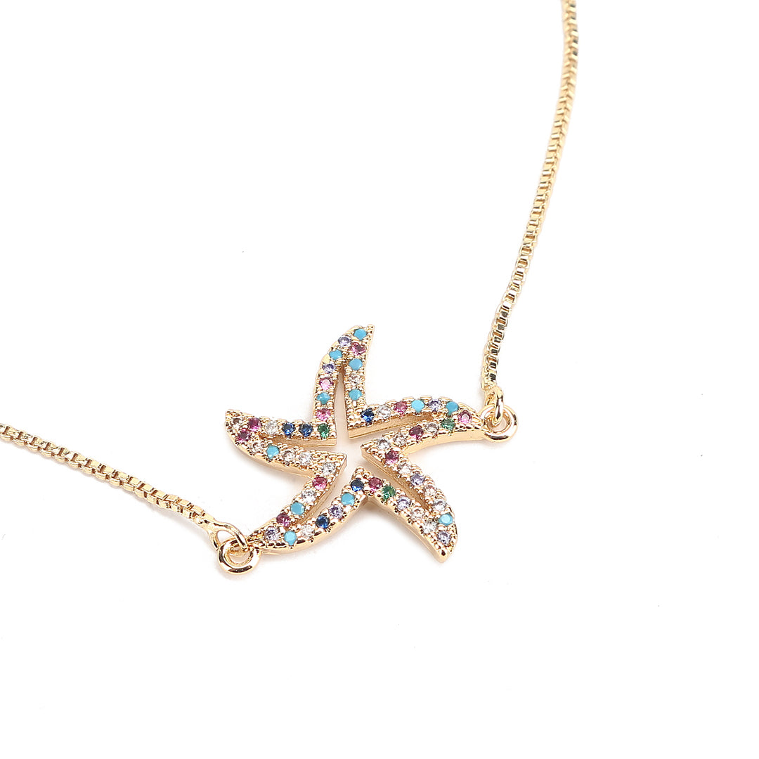 JW Crystal Bracelet Starfish Gold