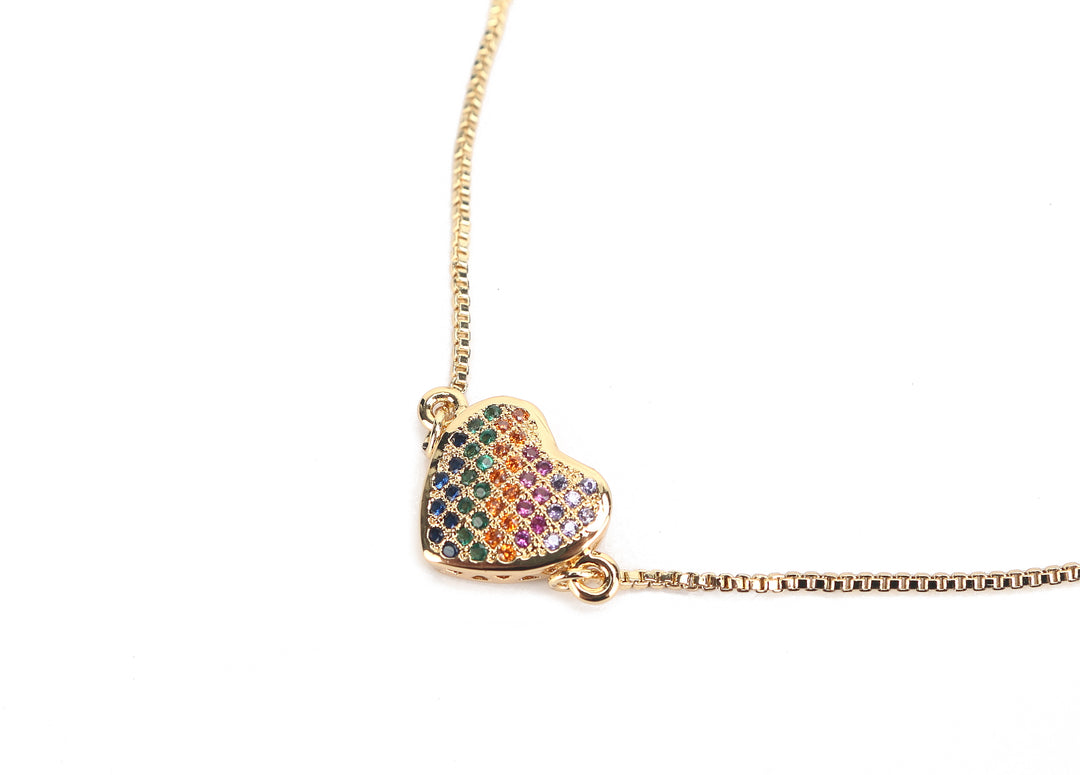 JW Crystal Bracelet Heart Gold