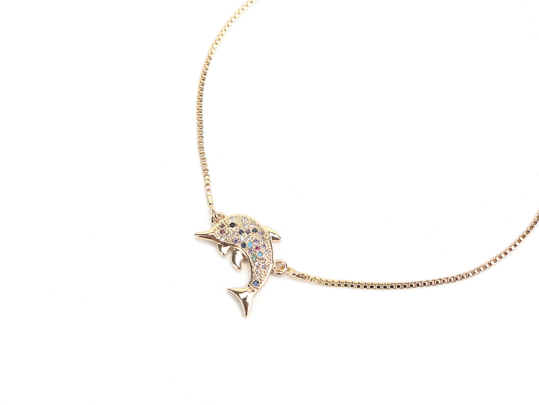 JW Crystal Bracelet Dolphin Gold