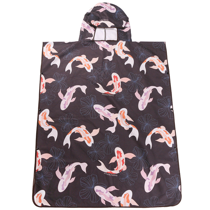 Hooded Beach Towel Poncho Adult Koi Navy