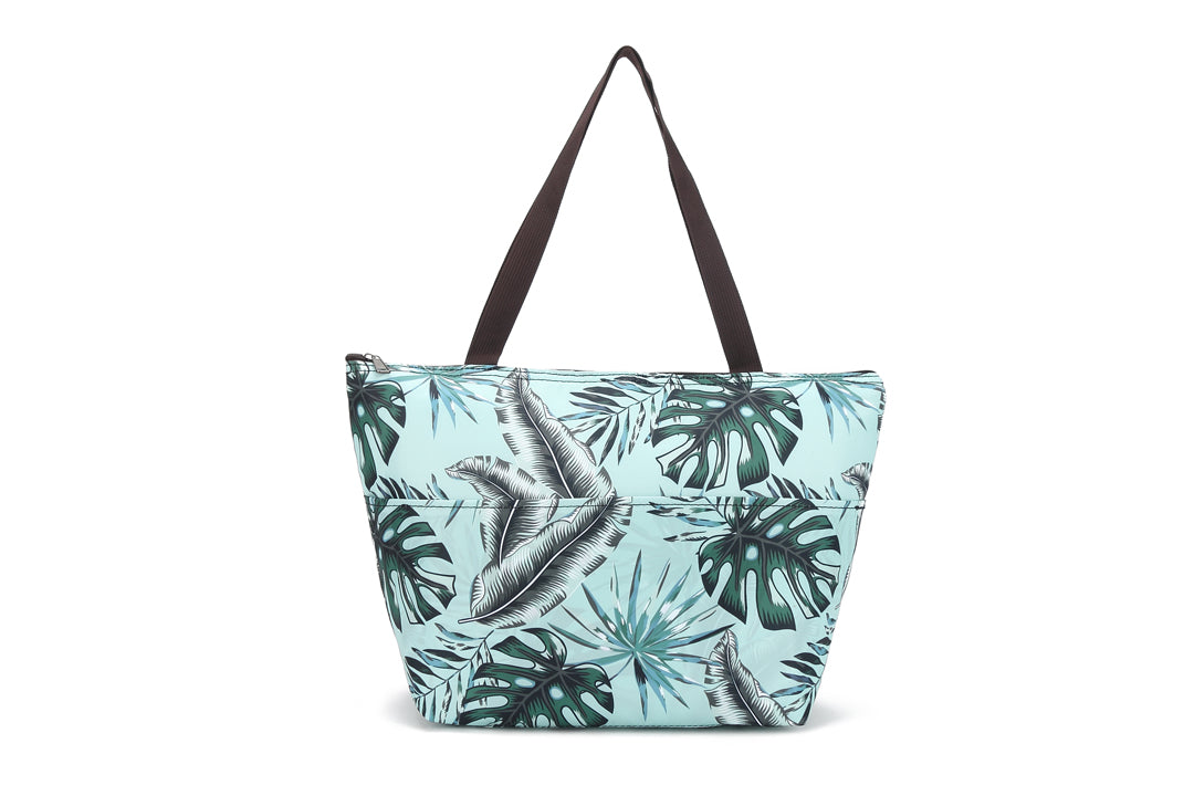 Insulated Lunch Tote Large Monstera Teal