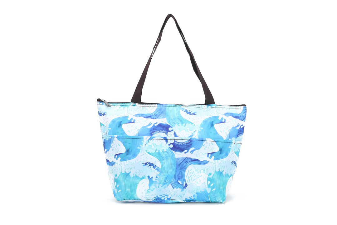 Insulated Lunch Tote Large Waves Blue