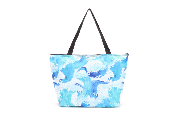 Insulated Lunch Tote Large Waves Blue