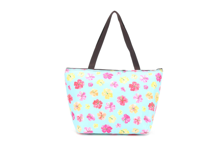 Insulated Lunch Tote Large Hibiscus Blue