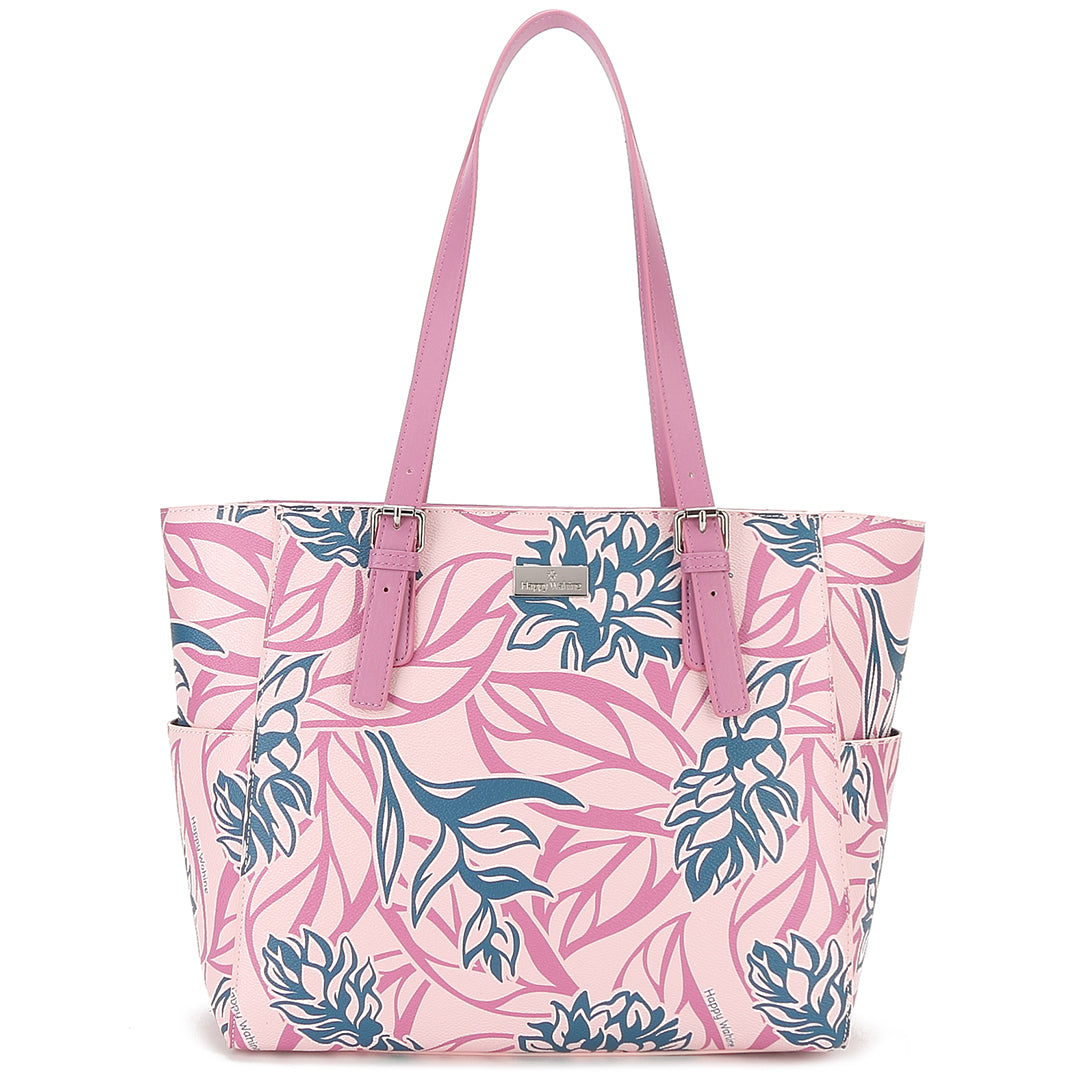 Kate Spade Cara Tea Garden Toss Large Top Zip Tote White Pink Floral Blue  Multi