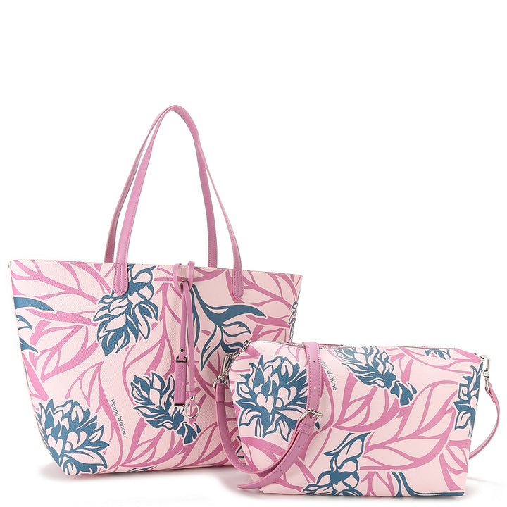 Reversible Tote Nancy Large Heliconia Pink